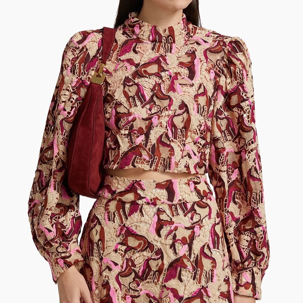 FARM Rio Pink and Brown Patterned Blouse - Picture 2 of 9